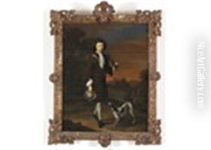 A Young Sportsman With A Whippet In A Landscape by Constantyn Netscher