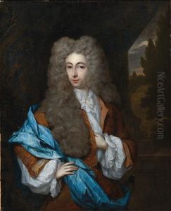 Portrait Of An Elegantly Dressed Young Man by Constantyn Netscher