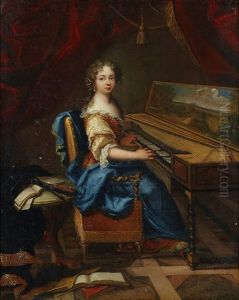 A Lady With A Spinet by Constantyn Netscher