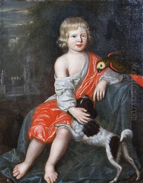 Knabenportrait Mit Hund Und Papagei - view 1