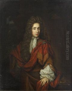 Portrait Of A Gentleman, Standing, Three-quarter Length Before A Parkland Setting