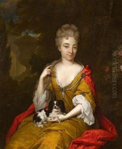 Portrait Einer Dame Mit Schoshund Portrait Einer Dame Mit Schoshund