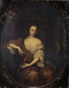 Portrait Of A Lady In A Brown Dress With A White Chemise
