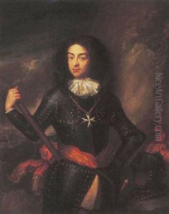 Portrait Of A Commander In Armour With The Order Of The Knights Of Malta And A Red Sash, Holding A Baton, A Landscape Beyond