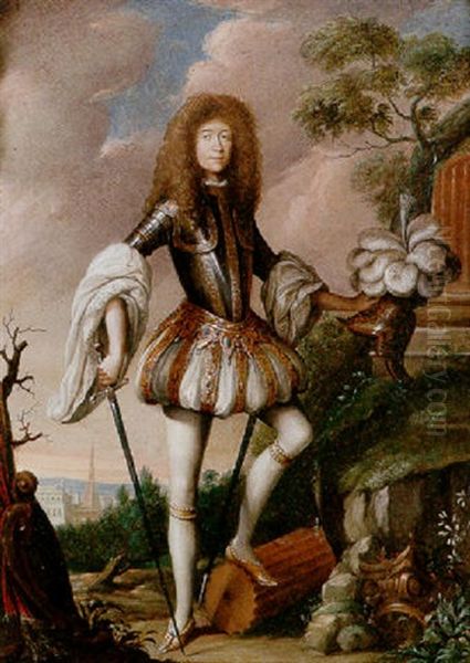 Portrait Of A Gentleman In A Classical Landscpe - view 1