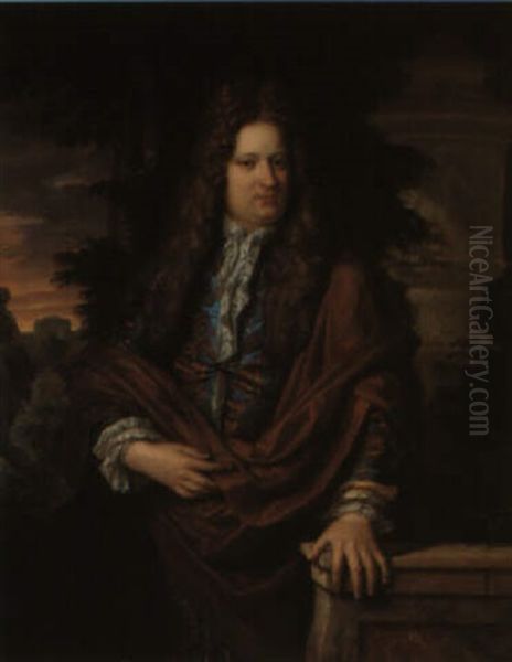 Portrait Of A Gentleman In A Blue Coat And A Maroon Cloak - view 1