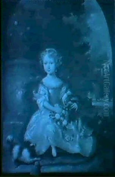 Young Girl With Her Spaniel In A Garden - view 1