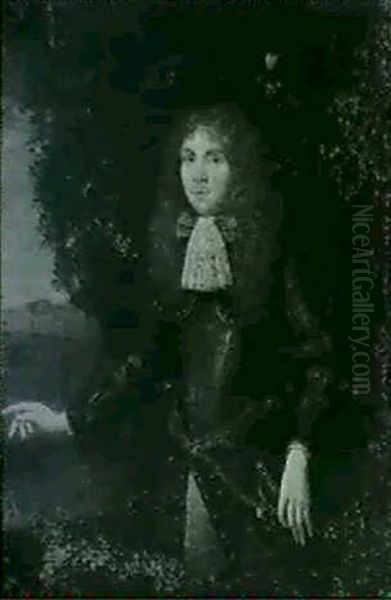 A Portrait Of A Man Standing, Three Quarter Length, In Armour Before A Landscape - view 1