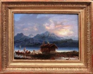 Vue D'un Lac Suisse (thoune?) by Benjamin Netter