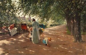 Sommernachmittag Im Park Mit Spielenden Kindern by Hermann Neuber