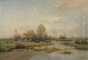 Moorlandschaft Mit Bauerngehoft by Louis (Ludwig) Neubert