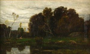 Abendstimmung Im Schlospark by Louis (Ludwig) Neubert