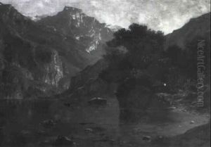 Morning On The Alpine Lake by Louis (Ludwig) Neubert
