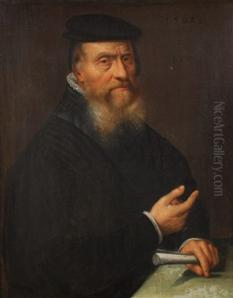 Portrait De Gentilhomme Tenant Un Rouleau A La Main - view 1