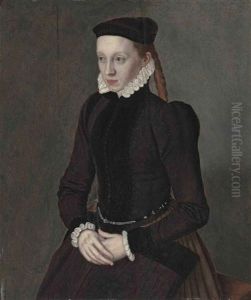 Portrait Of A Lady In A Black Dress With A White Ruff And Black Cap