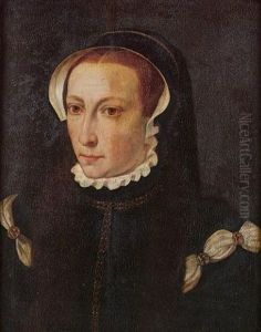 Portrait Of A Lady, Bust-length, In Black Costume With A Fur-trimmed Coat And A Black Headress