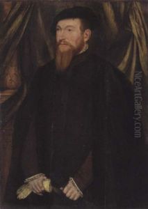 A Portrait Of A Gentleman Wearing A Black Coat And Holding A Pair Of Gloves And A Sword