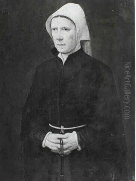 A Portrait Of An Olivetan Standing Three-quarter Length, Holding A Rosary - view 1