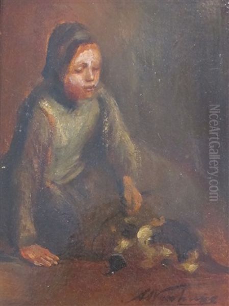 Jeune Fille Au Chaton - view 1