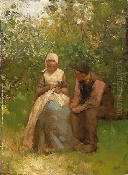 Junges Hollandisches Paar Im Fruhlingsgarten - view 1