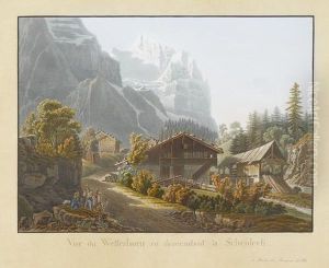 Vue Du Wetterhorn En Descendant La Scheideck by Peter Birmann