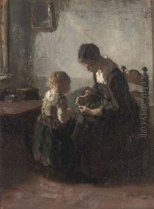 The First Lesson by Albert Johan (Jan) Neuhuys