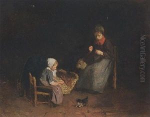 A Mother And Child In An Interior by Albert Johan (Jan) Neuhuys