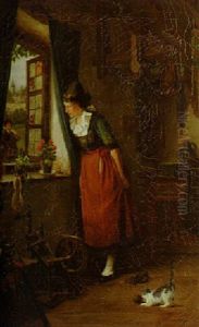 Peeking Out The Window by Albert Johan (Jan) Neuhuys