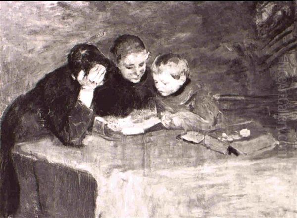 Three Children At A Table - view 1