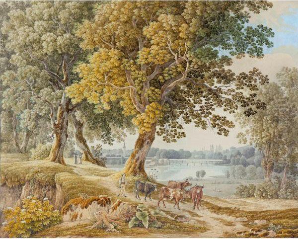 Aarelandschaft Mit Hirte Und Kuhen - view 1