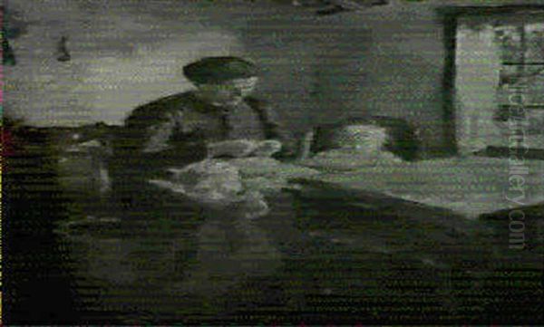 Interior Scene With Mother And Two Children - view 1