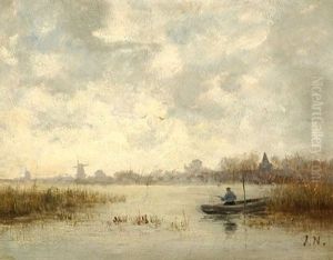 Fishing Boat On The Water by Jozef Neuhuys