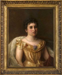 Portrait Einer Dame Mit Perlenkette by Clasine Carolina Frederica Neuman