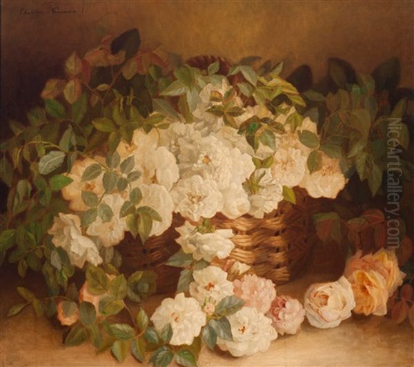 Wild Roses In A Wicker Basket - view 1