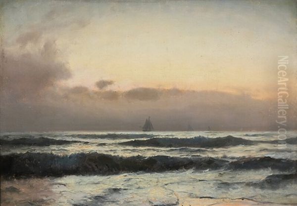 The Last Sunlight Behind Dark Clouds Over The Sea - view 1