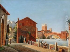 View From Ponte Vecchio, Verona by Carl Johann Neumann