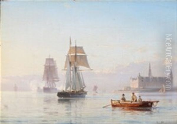 Ships Off The Coast At Kronborg Castle - view 1