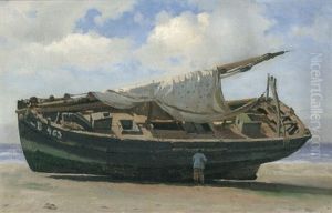 Boot Mit Eingezogenem Segel by Carl Johann Neumann