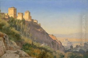 Ansicht Der Alhambra Auf Dem Albaicin Hugel by Carl Johann Neumann