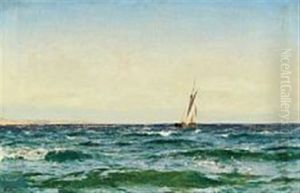 Seascape With With Sailing Ship On A Port Tack by Carl Johann Neumann