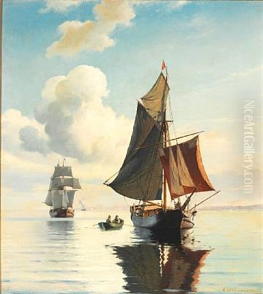 A Quiet Day At Sea With Numerous Ships Off The Coast - view 1