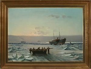 Hard Winter With A Stranded Ferry In The Ice
