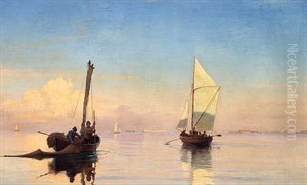 Fishing Boats In The Morning Light Off Copenhagen - view 1
