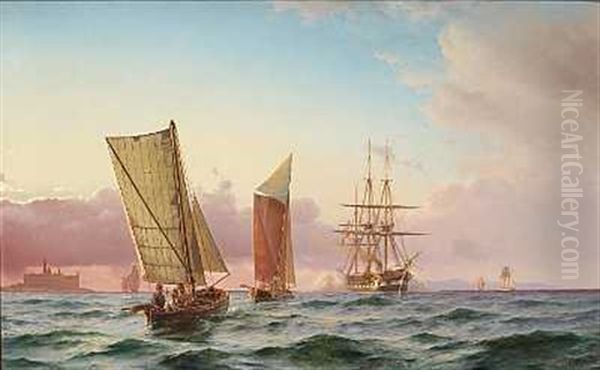 Fregatten "sct. Olav" Saluterer Ud For Kronborg - view 1