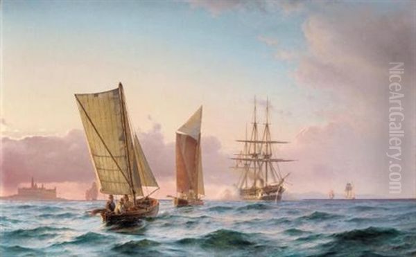 A Danish Frigate Firing A Salute - view 1