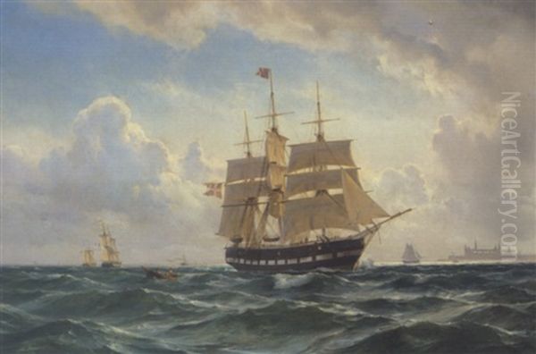 Sejlskibe I Sundet Ud For Kronborg - view 1