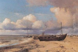 Optrukne Bade Pa Stranden, Skagen by Carl Johann Neumann