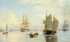 Parti Fra Kobenhavns Havn I Stille Vejr Med Sol by Carl Johann Neumann