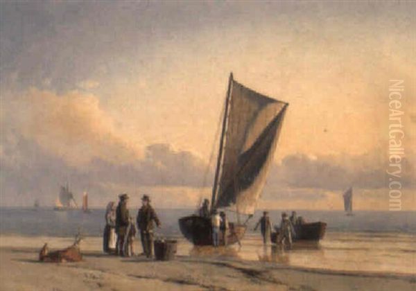 Strandparti Med Hjemvendte Fiskere - view 1