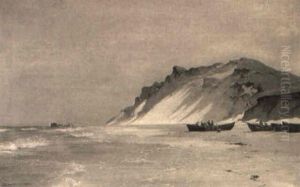 Strandparti Med Bade Pa Stranden by Carl Johann Neumann